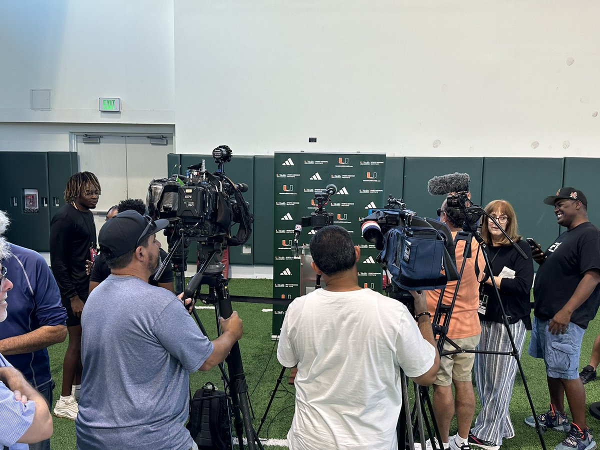 It’s Cam Ward Day — the new Hurricanes quarterback is talking to the media for the first time since arriving at UM. Big media contingent to hear from him.