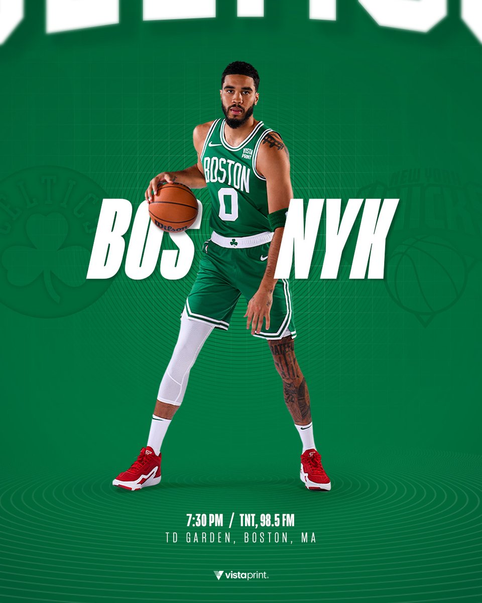 TONIGHT ☘️ Celtics vs. @nyknicks ⏰ 7:30 PM 📍 @tdgarden 📺 @NBAonTNT 🎙️ @985TheSportsHub #DifferentHere