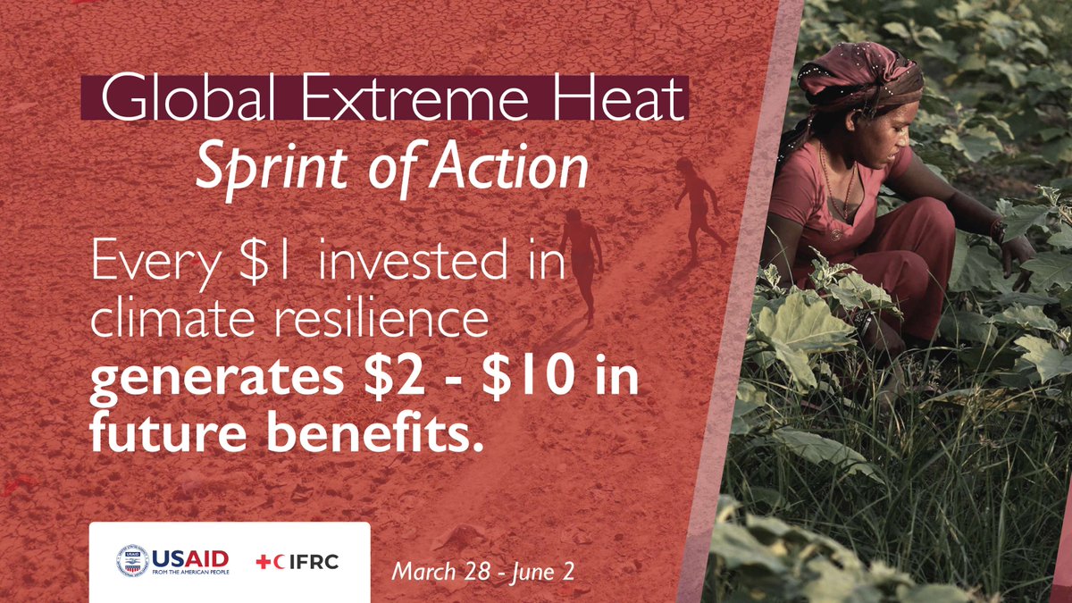 Being prepared pays off. Join USAID and @IFRC for the Global Sprint of Action on Extreme Heat, now through June 2, to prepare communities for extreme heat and increase resilience: USAID.gov/HeatActionHub