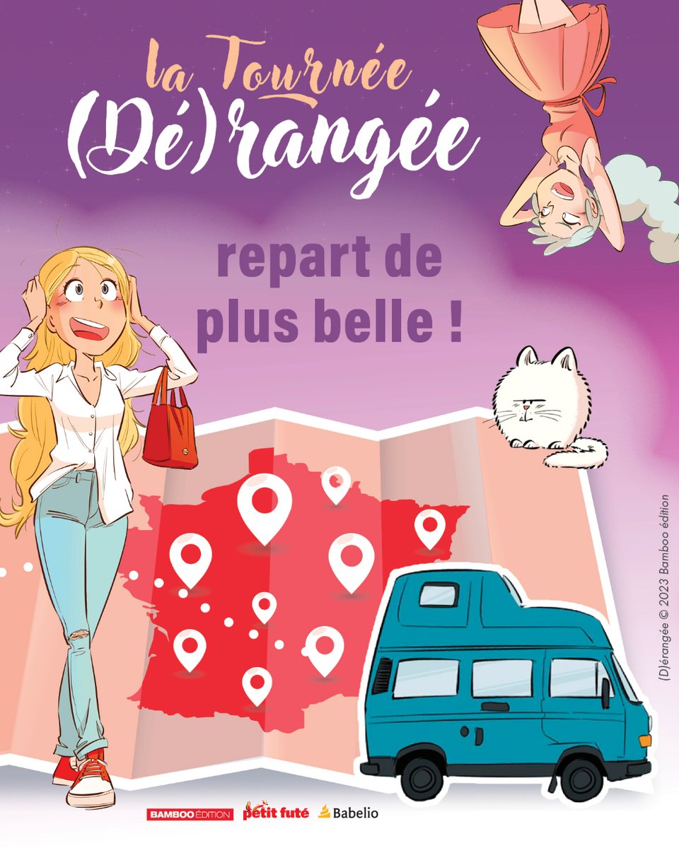 🚐 Un an près la sortie du premier tome de (Dé)rangée... nos auteurs poursuivent leur tour de France ! 😍 ℹ️ Découvrez les prochaines dates de leur tournée de dédicaces sur notre site : bamboo.fr/latourneederan… 📌 Et suivez leurs aventures sur Instagram : instagram.com/latourneederan…