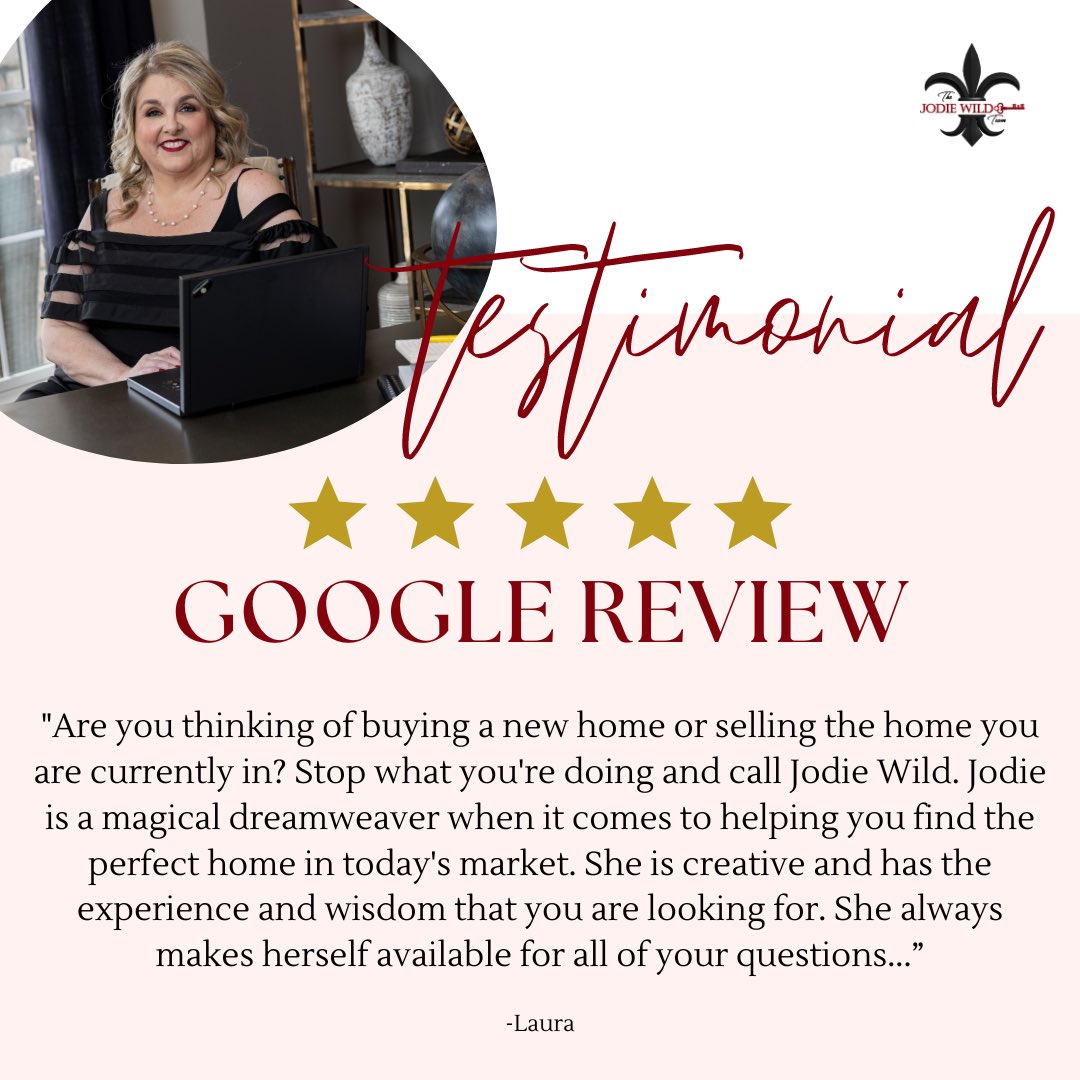 Thank you🙏🏼 Laura for the five-star Google review! I absolutely love working with you and love being not only your Realtor but your friend! 🏡⚜️🤍

#louisvillerealtor #louisvillerealestate #realtorlife #blessed #thejodiewildteam #theville #clienttestimonial #gowildrealesate