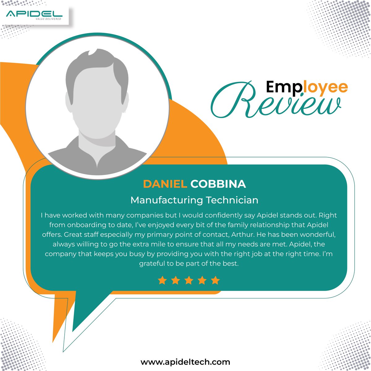 Daniel Cobbina’s Take on Apidel Technologies

👏 Big Props for Going Above and Beyond! 🌟 🌟👏

#apideltechnologies #candidatereview #companyreview