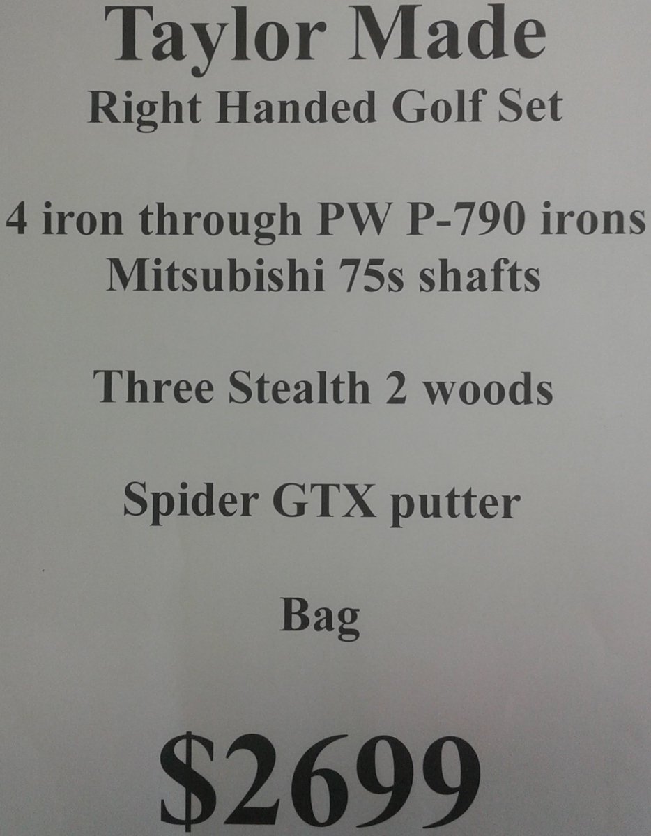 2023 Taylormade golf club set available today, P-790 iron set with Stealth 2 woods and a Taylormade Spider GTX putter. Used a few times the end if last year. $2699.99. #yyc #calgary #buyandsell #buylocal #taylormade #Golf