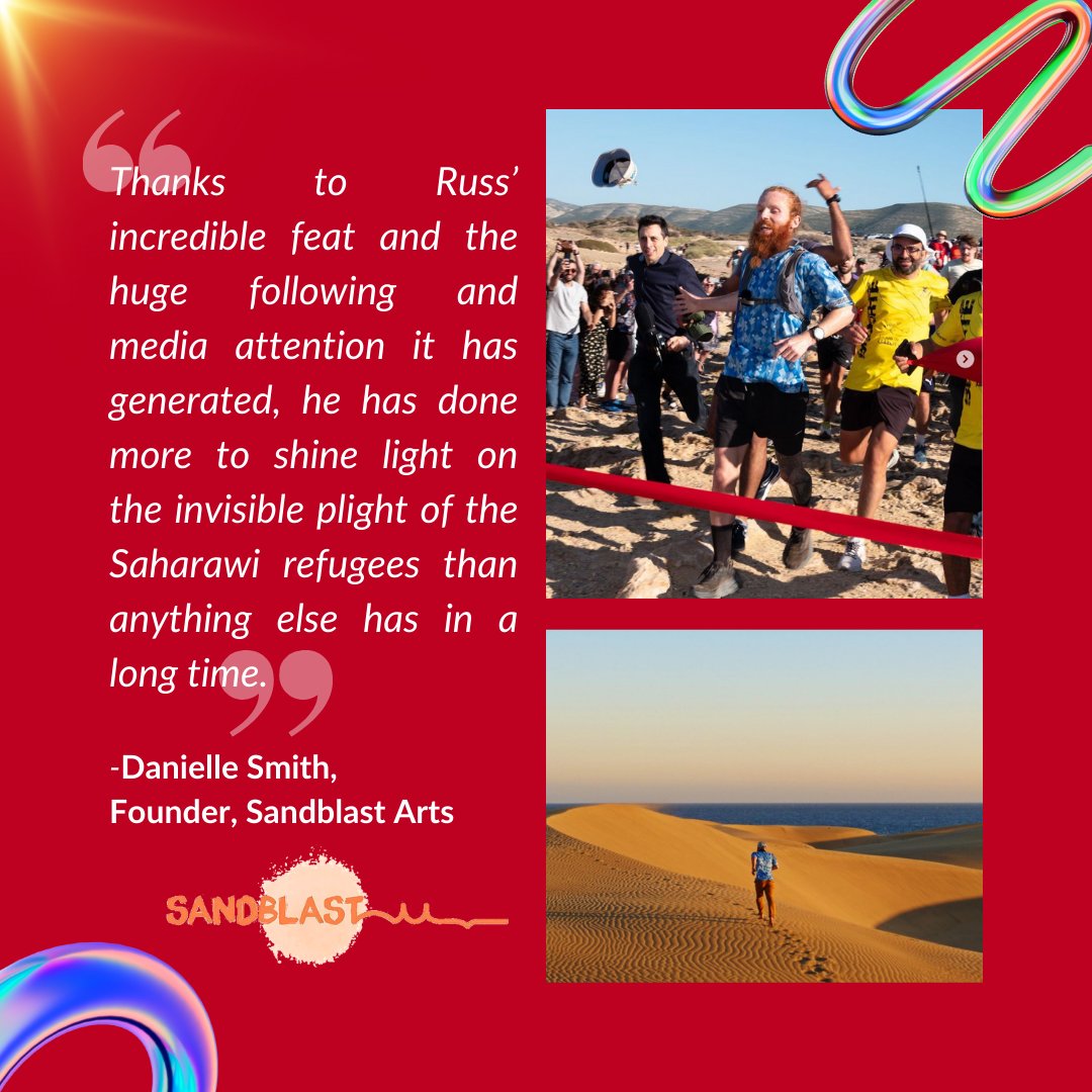 Our founder, Danielle Smith expresses her gratitude for @hardestgeezer after the completion of his historic run across Africa to raise money for Sandblast Arts and @therunningcharity #westernsahara #sandblastcharity #projectafrica