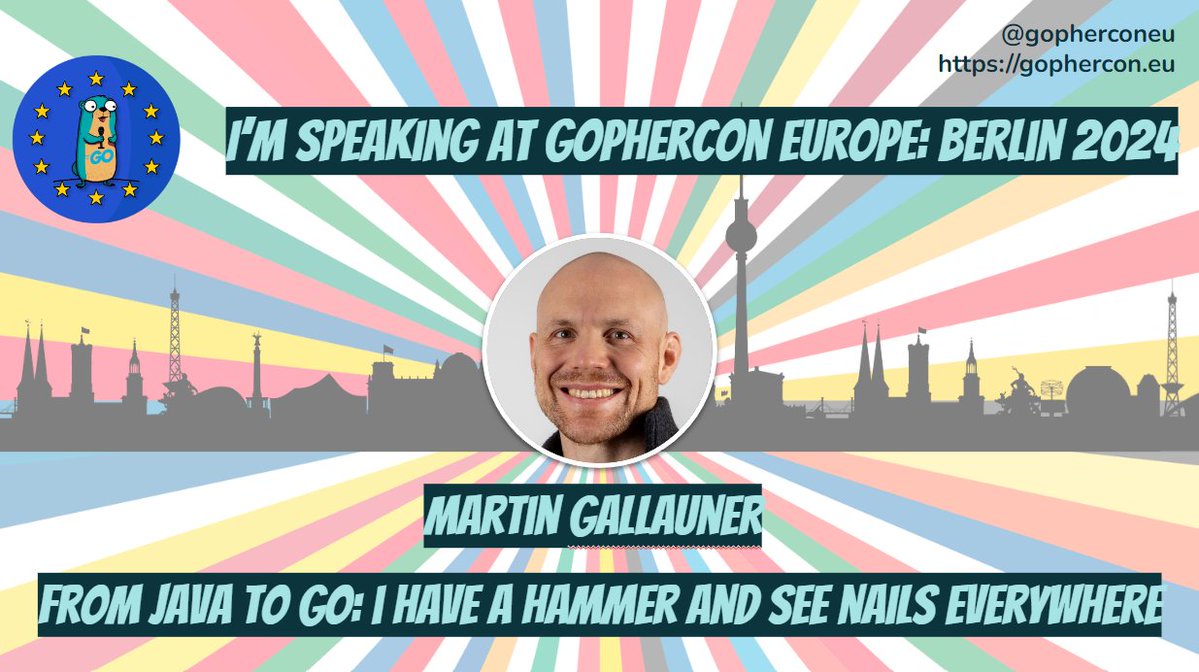 🎙️ #gopherconEU SPEAKER SPOTLIGHT @martingallauner has a Java-Hammer and he sees nails everywhere. In his talk he'll share his experience of writing #golang the Java way, how does that benchmark, and what debugging pizza machines helps this.