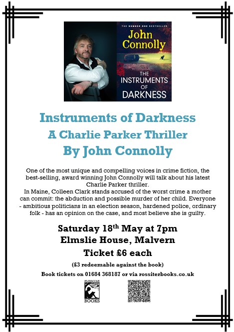 Event update: Our evening with @jconnollybooks has been moved to a bigger venue - which means more tickets are on sale! We will now be at Elmslie House in #Malvern ticketsource.co.uk/rossiterbooks/…