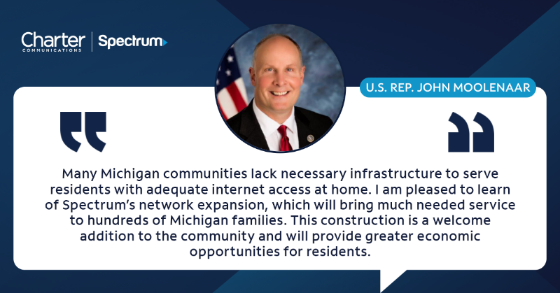 CharterGov's tweet photo. 📣 NEW CHARTER #RDOF BUILDOUT: 
📍 Kent, Manistee, &amp; Midland Counties, MI
🏠 2,075+ Homes &amp; Businesses Now Have Access to High-Speed Internet

Thank you @RepMoolenaar for supporting efforts to help close the #rural digital divide.