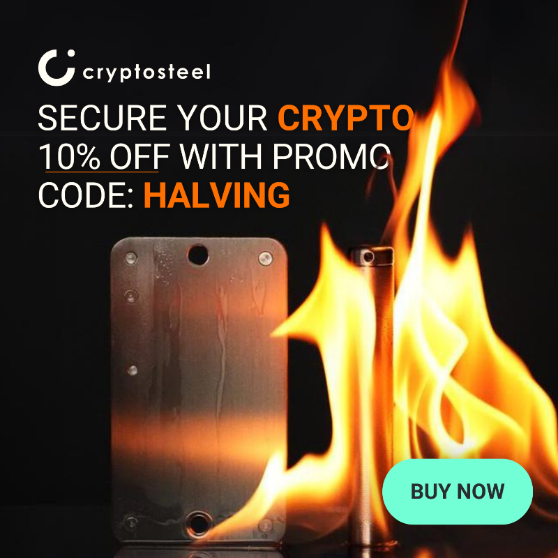 cryptosteel's tweet photo. 🔐 Halving Week Special! Get a 10% discount on all Cryptosteel products, 16-23 April. Ensure your assets’ safety as the blockchain history unfolds! Use code 'HALVING' at the CART stage to receive 10% off everything excluding hardware wallets valid until April 21st 🚀