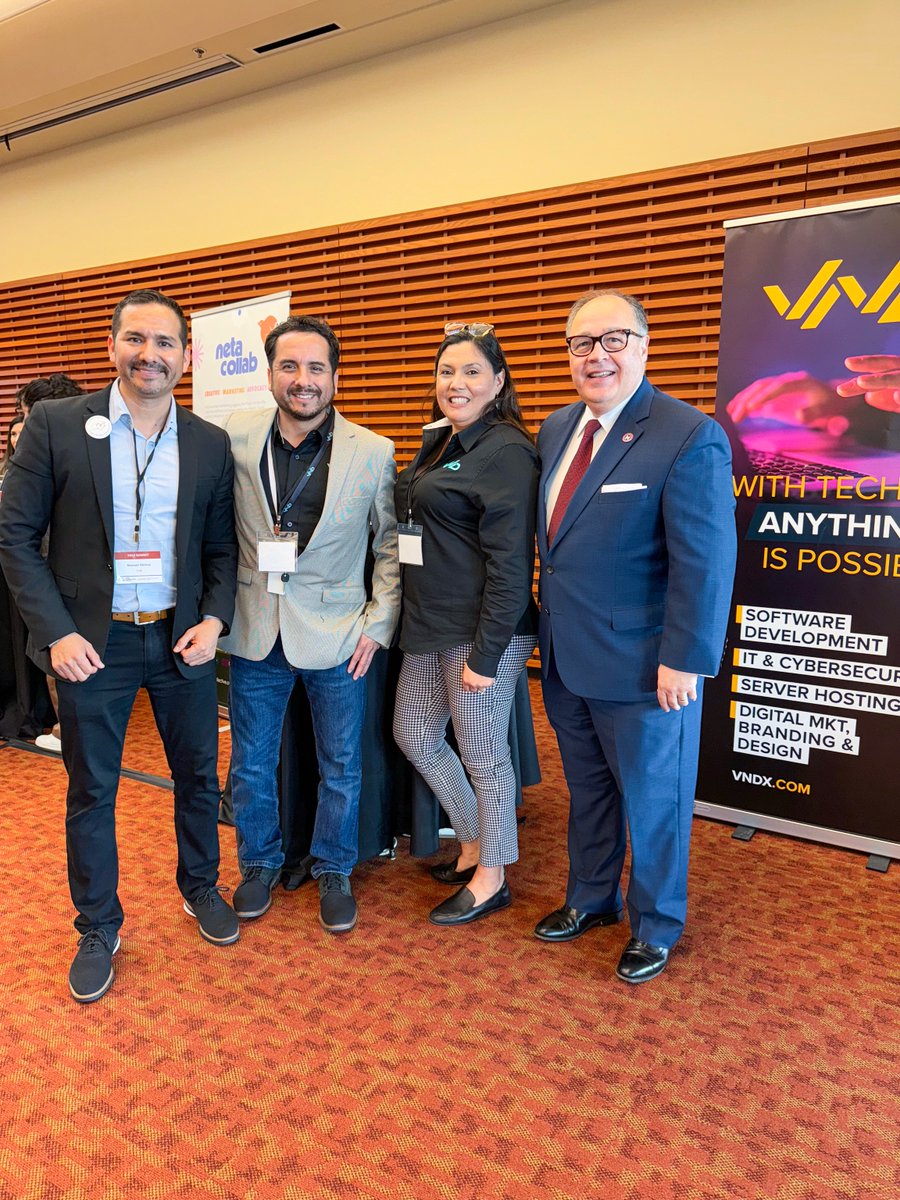 vndx's tweet photo. Exciting News! We unveiled our rebrand and new website at LBAN SOLE expo, Stanford University! Discover our enhanced services &amp; NeoStaff at https://t.co/sDbEV3wfpZ. Contacts us at sales@vndx.com for a consultation. Abrazos from the VND team! #TechTransformation https://t.co/iZ6tWnH7s4
