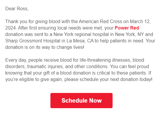 A few weeks backs I donated blood in Arden Hills, MN. That donation is now going to New York, NY. 

Pretty cool feeling. Please #donateblood if you are able. Most people are able BUT most people do not. 

#BloodDonation #GiveBloodSaveLives