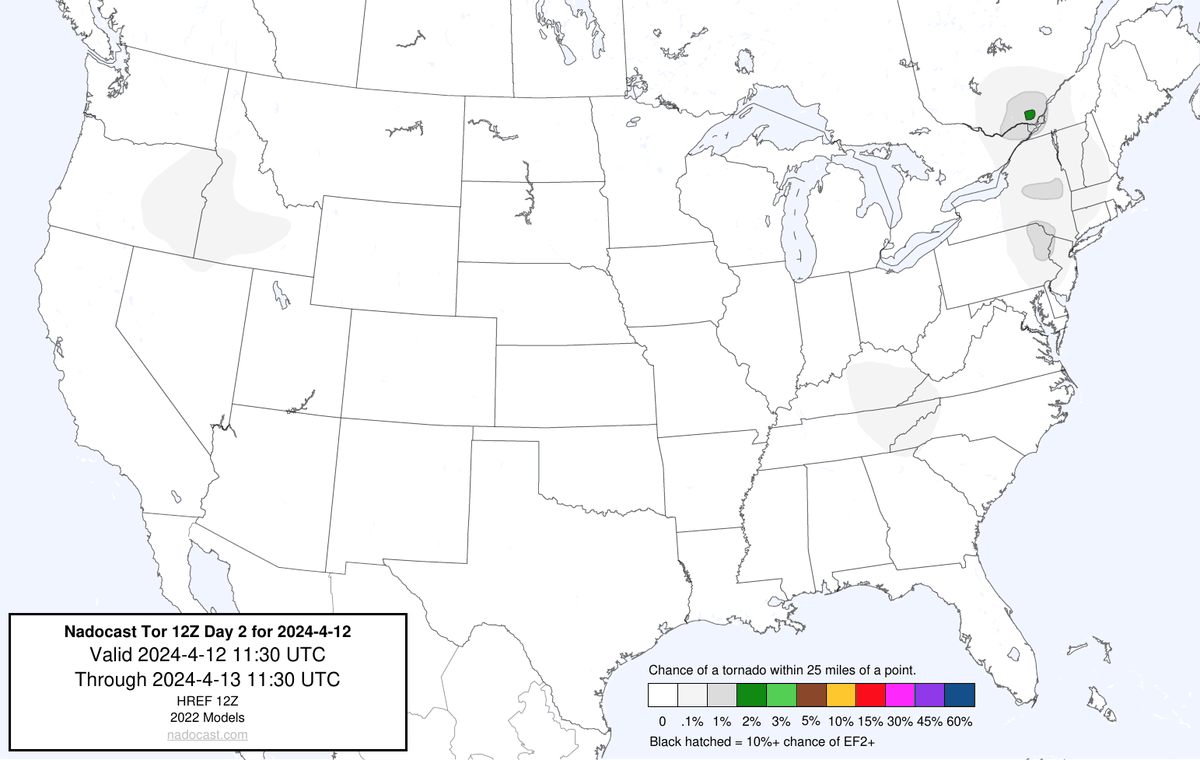 12Z Day 2 Tornado Forecast for 2024-4-12 (New New 2022 Models)