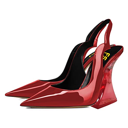 I just received FSJ Women Chic Pointed Toe Slingback Pumps Sexy Transparent Chunky High Heel Slip On Graduation Homecoming Dress Shoes Size 4-15 US - 7 - Red from someone via Throne. Thank you! throne.com/arson #Wishlist #Throne