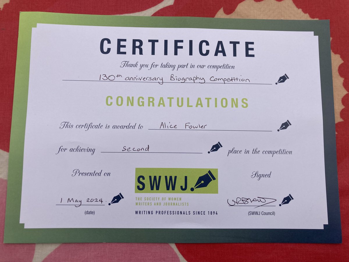 A fabulous post surprise! Thank you @SWWJ, I'm so pleased you enjoyed my piece about #EvelynIrons 🎉Thanks for excellent judges' comments, congrats to winner Ann Mary Stanton, @CraigMaggie @monro_m276 and all who took part #biography #130th @MaryRensten @SuzannahDunn