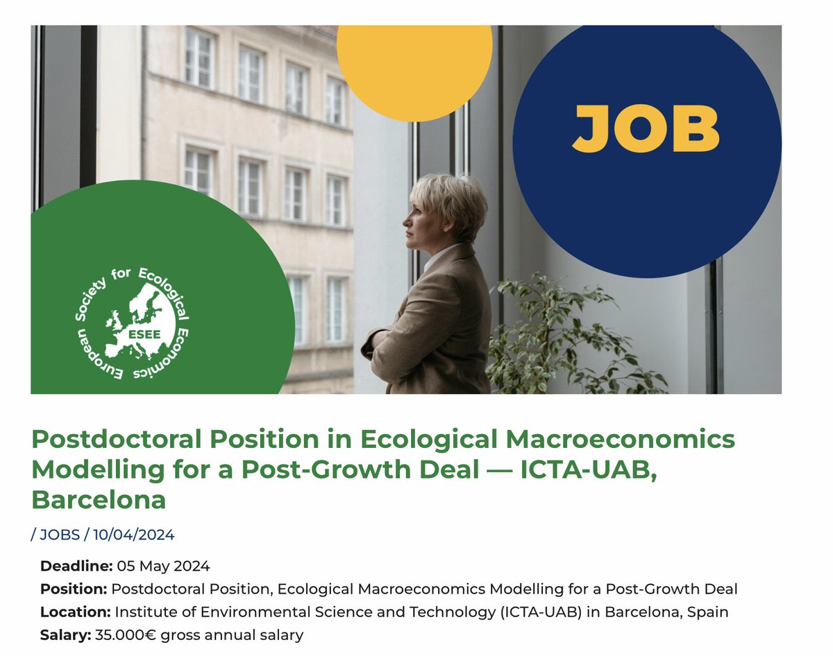 Two postdoctoral positions at @ICTA_UAB! ecolecon.eu/postdoctoral-p…