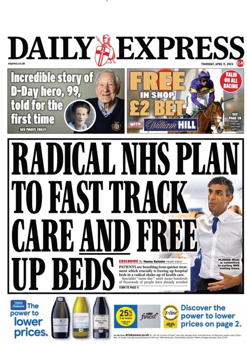 Today's @Daily_Express front page leads on important work NHS is doing to improve urgent and emergency care. Key NHS strategic challenge is to meet growing demand: e.g. number of people living with major illness projected to increase by 2.5m (37%) by 2040. 1/x