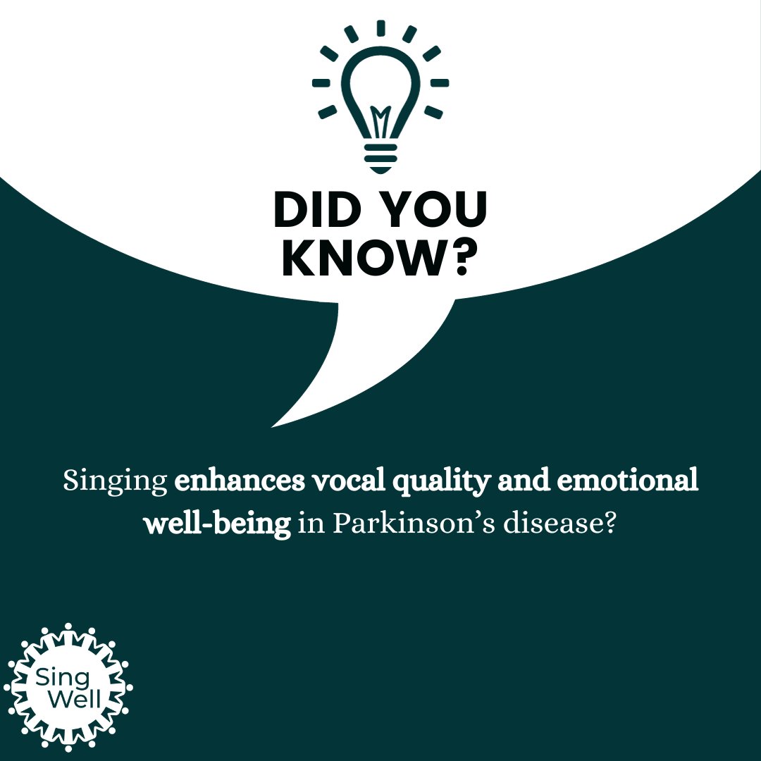 SingWellProject's tweet photo. Today is #WorldParkinsonsDay, and it serves as a great reminder that group singing is a very beneficial activity for individuals with Parkinson's disease 🗣️🎶 
#BenefitsOfSinging #BienfaitsDuChant https://t.co/BNkULuHorm