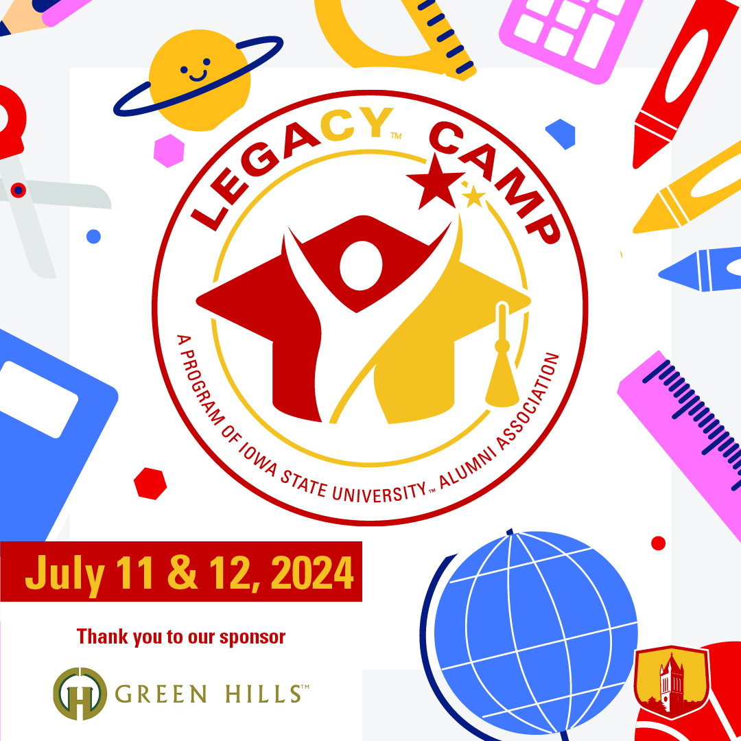 Space is filling up for this summer's LegaCY Camp! Tailored for kids age 7 to 14 and their grandparents or extended family members, LegaCY Camp is the perfect way to get your young Cyclone excited about Iowa State. Learn more and register today at isualum.org/LegaCYCamp