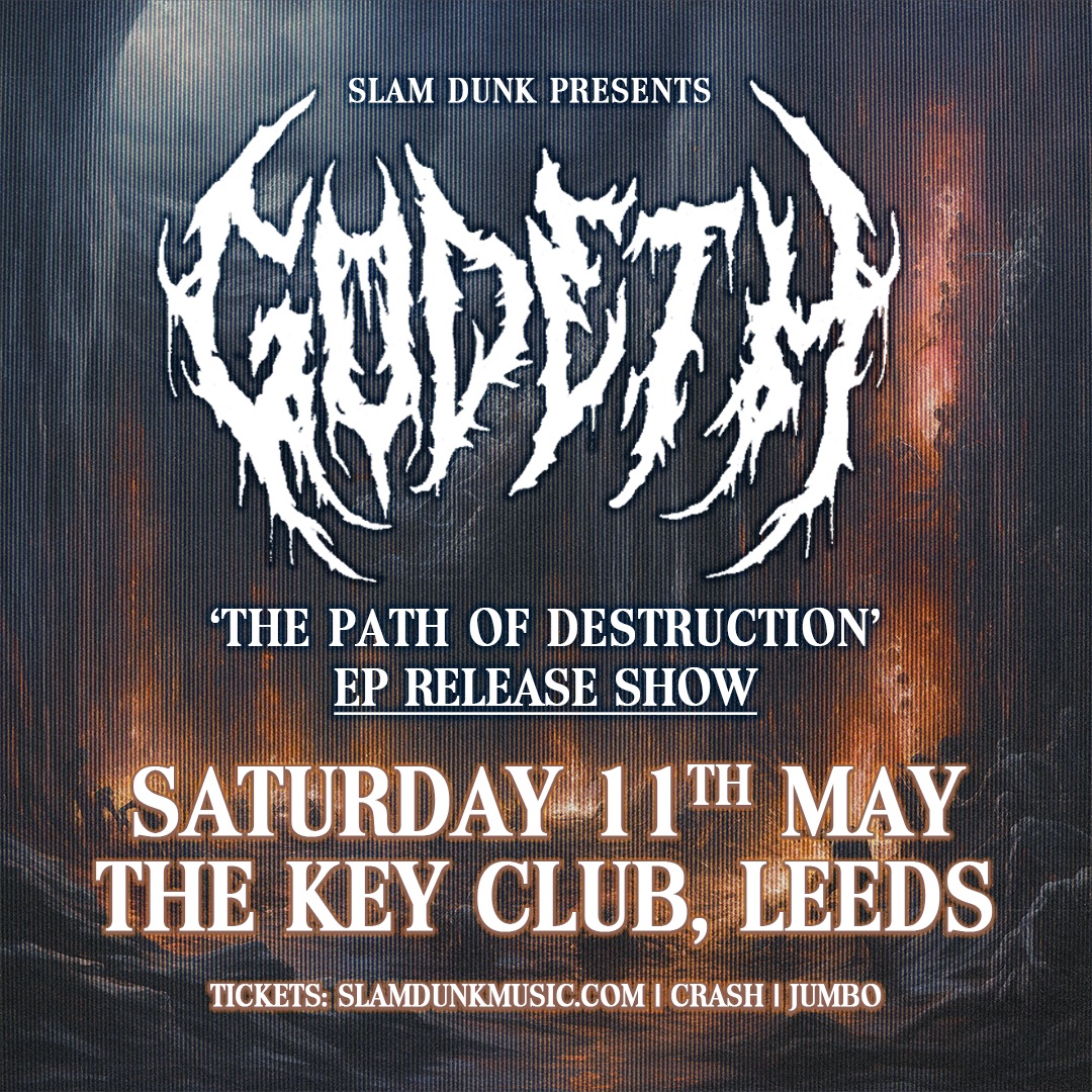 1 MONTH TO GO 👉 @GodethBand combine vicious yet engaging vocals and intoxicating riffs in a powerful groove death metal sound that they describe as “infectious, crushing and somber.” They play @thekeyclubleeds for their EP release show on Sat 11th May! slamdunkmusic.seetickets.com/event/godeth/t…
