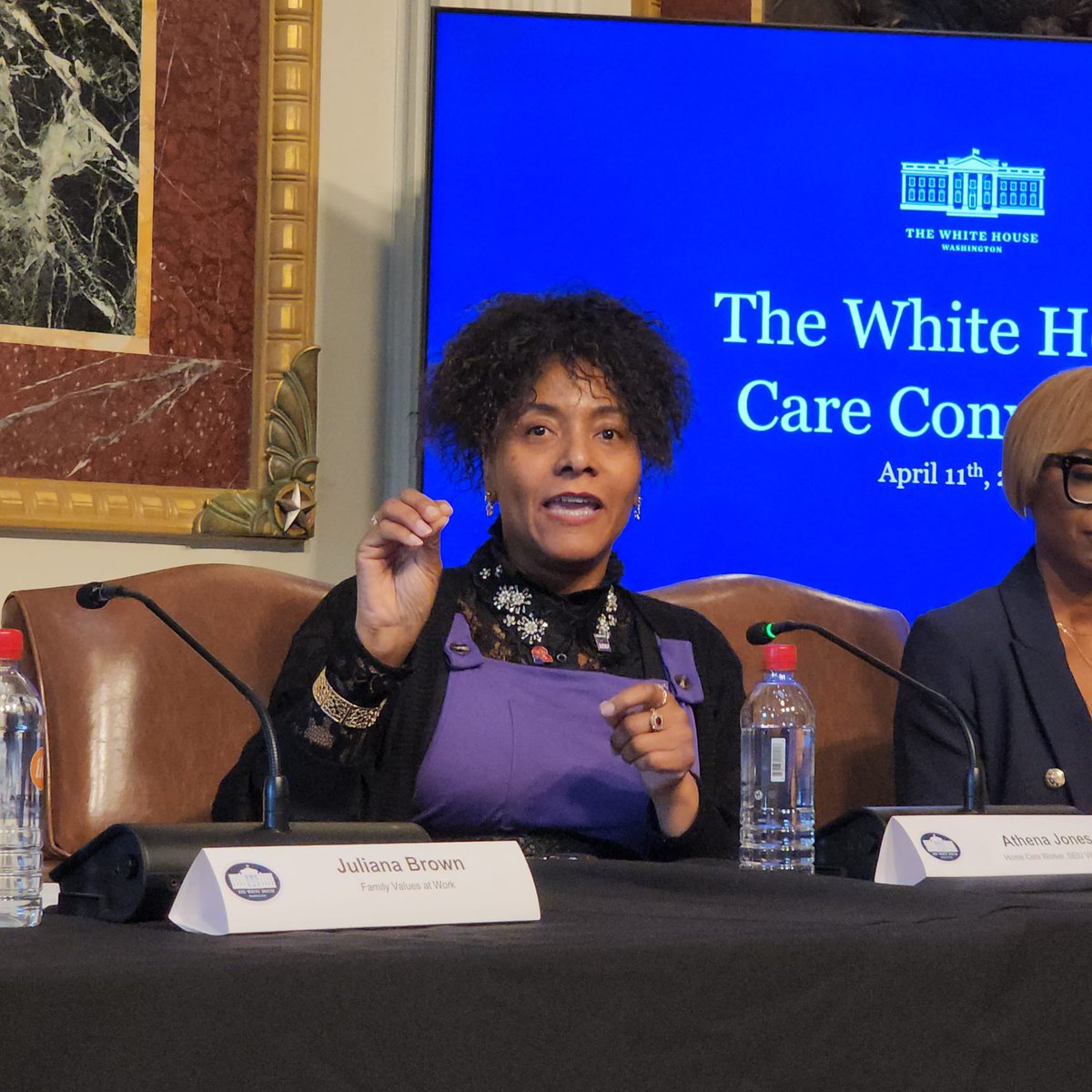 “Unless we have a seat at the table, we can begin to say this is what we need. And until we get that in all states, ladies and gentlemen we have work to do.” Powerful testimony from home care worker Athena Jones of @SEIUVA512 at today’s @WhiteHouse Care Convening. #CareCantWait