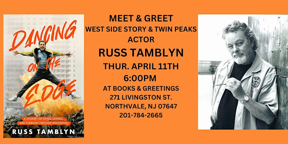 My dad, @RussTamblyn, and I will be signing books in New Jersey tonight at @BooksNGreetings. Tickets come with a copy of his new memoir #DancingOnTheEdge 🧡 eventbrite.com/e/west-side-st…