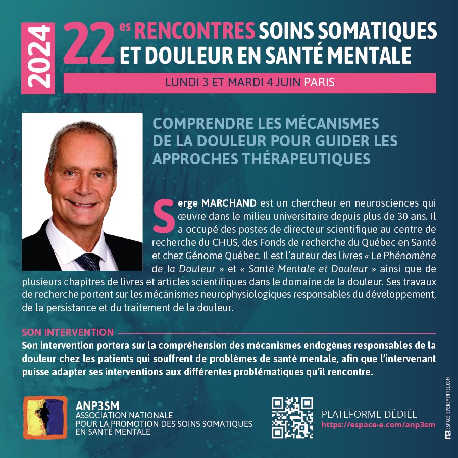 Zoom sur un professionnel qui interviendra  lors de notre prochain congrès 3 et 4 juin à Paris !

Des intervenants de qualité, reconnus pour leurs travaux que nous vous présenterons jusqu'au congrès.

Merci à Serge Marchand ici présenté.

Le CO du congrès ANP3SM