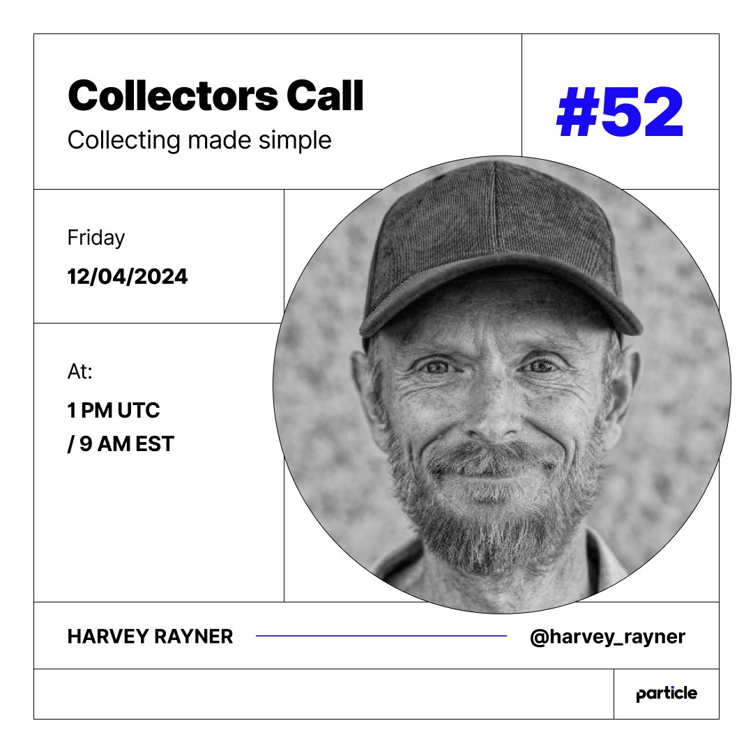 🎙️ Join us Friday for our Collectors Call with @harvey_rayner We'll chat about his background, approach to making art, and his upcoming project @chatFUKR 🚀 Set your reminders👇🏽 twitter.com/i/spaces/1BRJj…