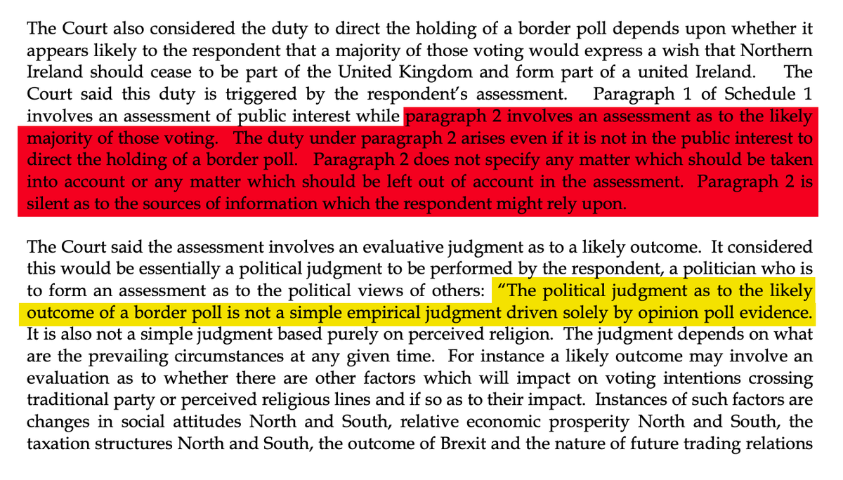 @MrRCain2 @Daniel_Bentham0 The closet we have got to an actual explanation is from the Attorney General in the McCord case.

And 'polls' are not empirical measurement into calling one.

Oh and its needs the co-operation of the Irish government (of course).

#IrishUnity 
#Borderpoll 
#UnitedIreland