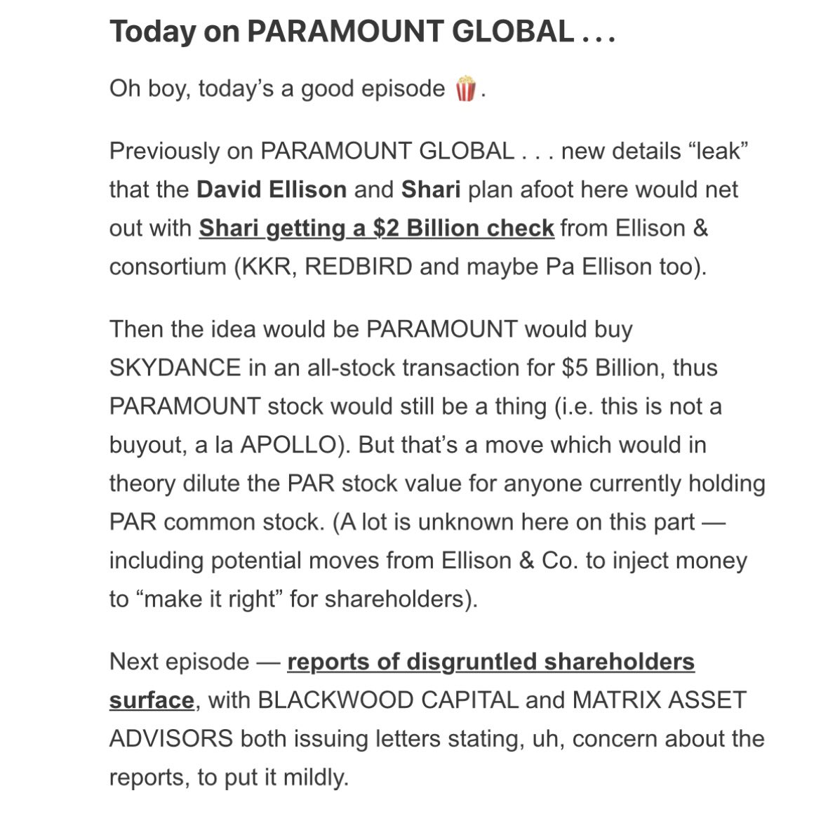 Today on The Wakeup: The Paramount deal is unfolding like a very sudsy soap opera. 🧼 Read all the latest developments and much more: theankler.com/p/sudden-par-b…