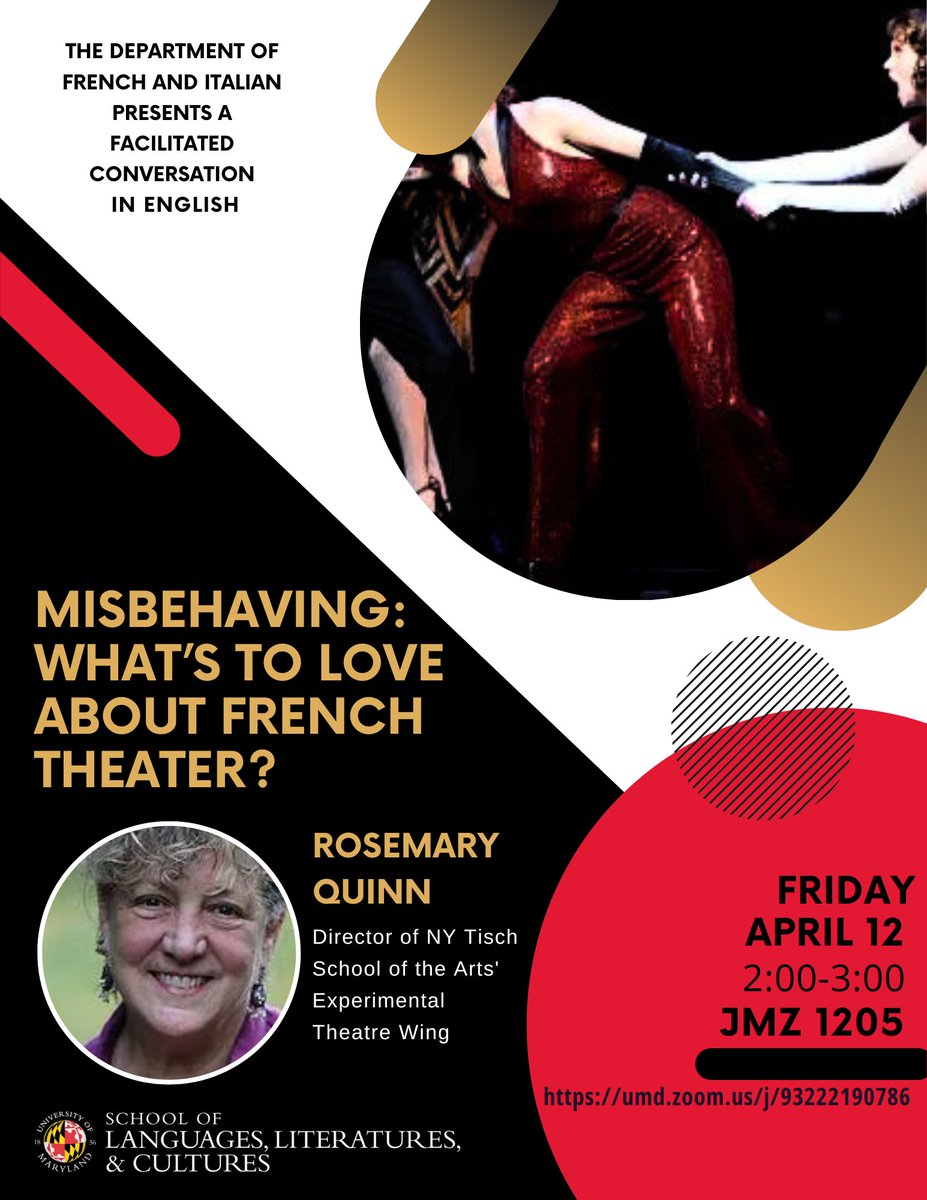 Join us tomorrow for a conversation with Rosemary Quinn, Director of the Experimental Theater Wing at the New York Tisch School of the Arts, to discuss her experience and European and French theater today.