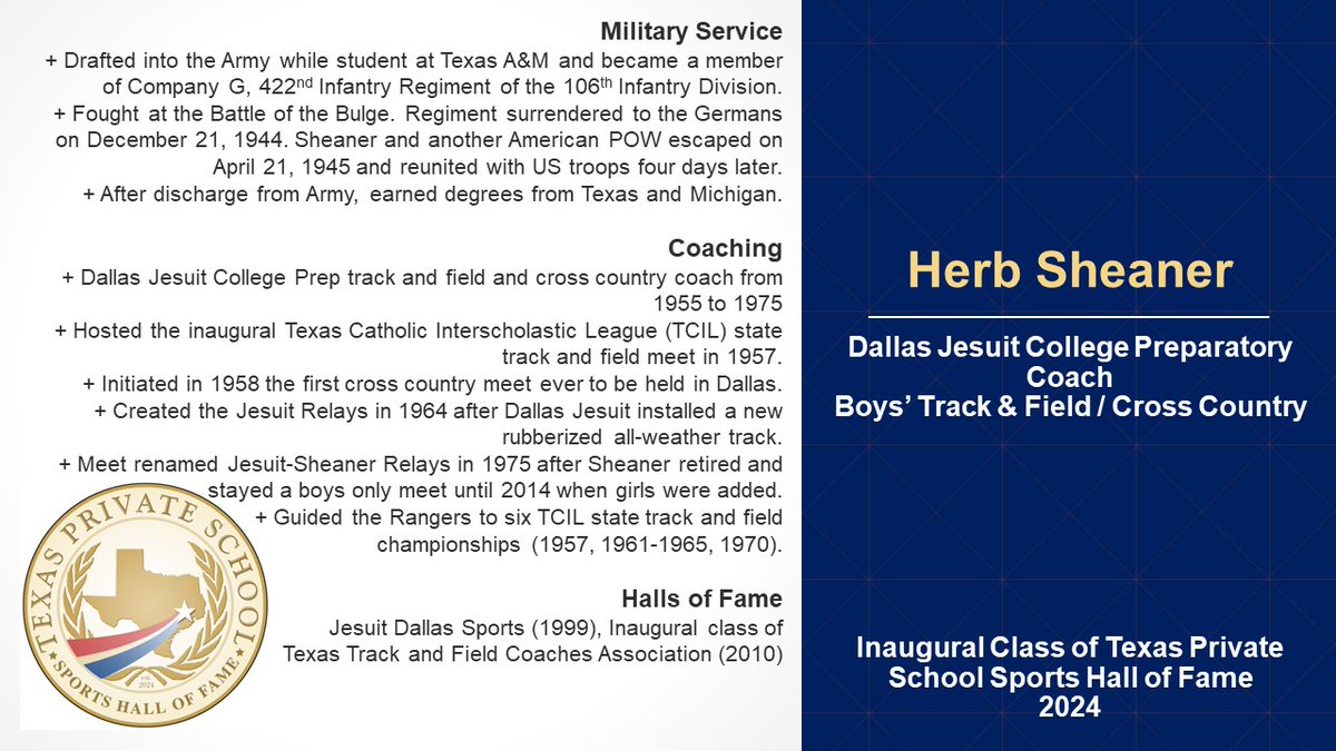 Herb Sheaner Dallas Jesuit College Preparatory @JesuitAthletics Coach Boys' Track & Field / Cross Country