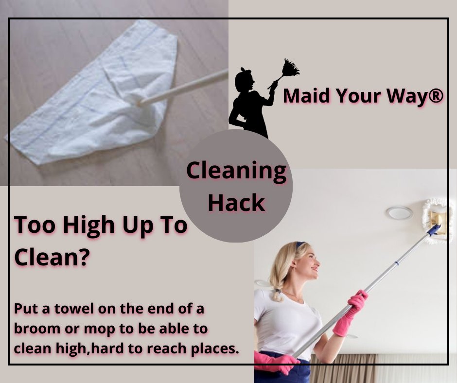 Too High Up To Clean?

Put a towel on the end of a broom or mop to be able to clean high,hard to reach places.

#cleaninghack #cleaningtips