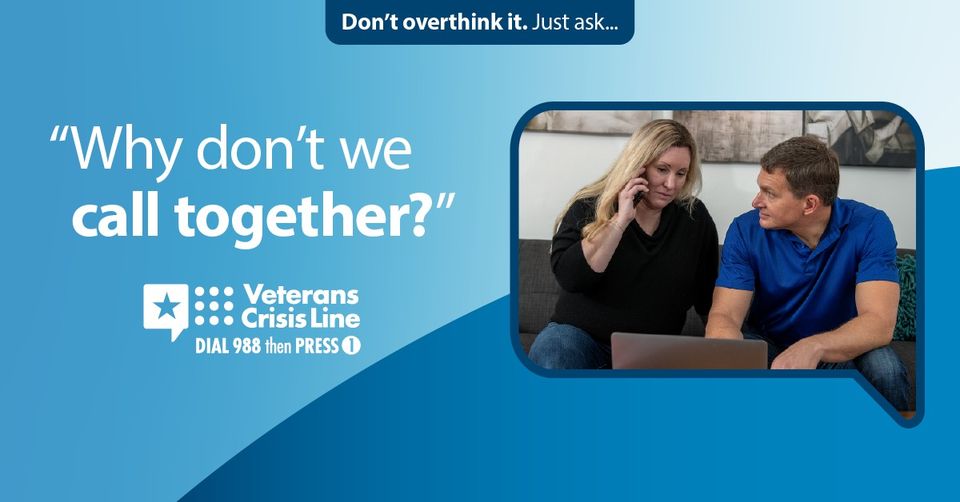 Sometimes you just need someone to hear you. If you or a Veteran you know is going through a crisis, get immediate help by talking to a qualified, caring responder at any time, day or night. Dial 988 then Press 1, chat at VeteransCrisisLine.net/Chat, or text 838255