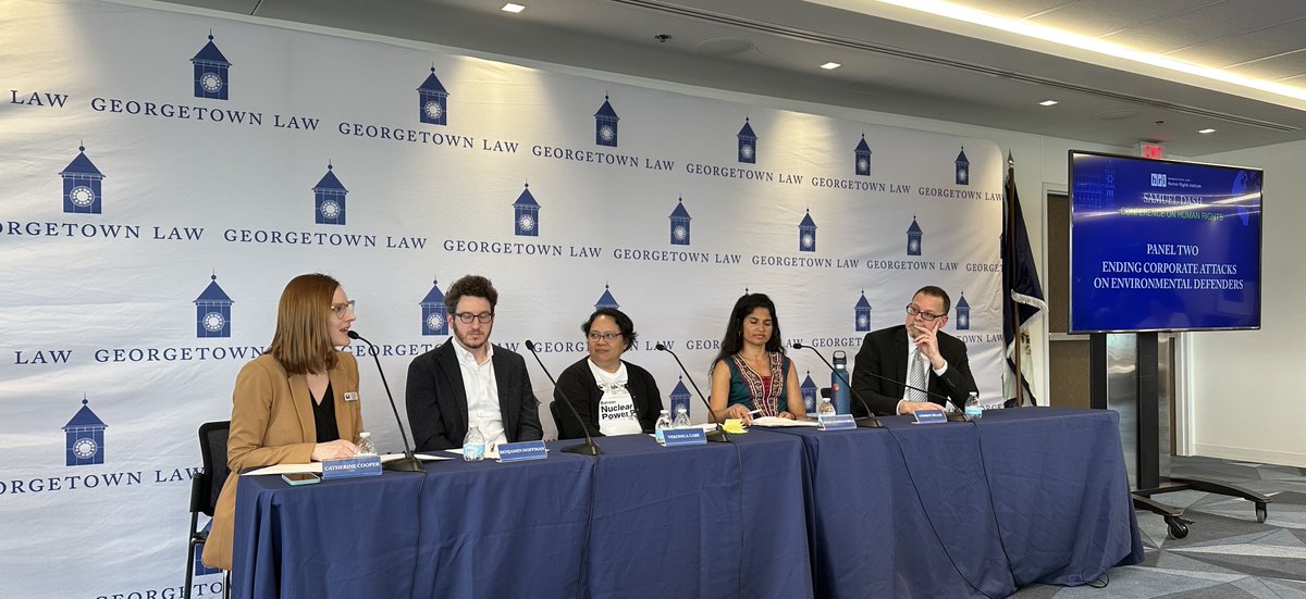 HRI_gtownlaw's tweet photo. HRI held our annual Samuel Dash Conference on Protecting Environmental Defenders in an Age of Climate Emergency. Many thanks to the defenders, lawyers, &amp; officials that participated in these important conversations!  Link in bio for important updates on the event 🔗 https://t.co/FuH1W6EGvd