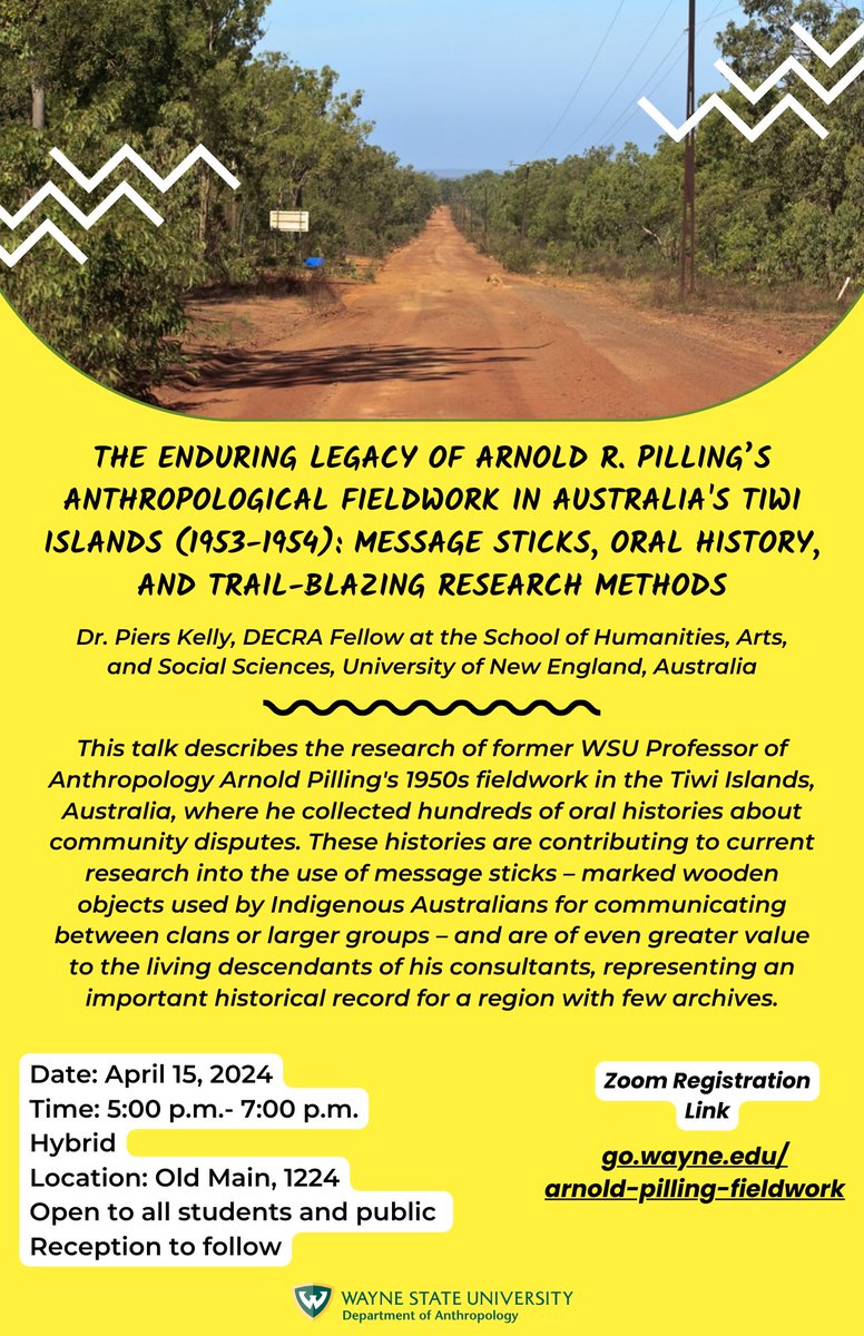 Please join us on Monday 4/15, from 5-7 pm, for a special colloquium in the Department of Anthropology! Featuring the research of a visiting scholar, Dr. Piers Kelly, who is a DECRA Fellow at the School of Humanities, Arts & Social Sciences at the University of New England 💚