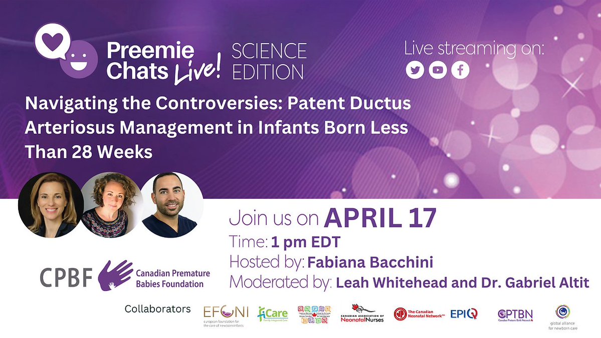 I'm excited to participate as a panelist alongside with @HebertAudrey3 on this week's edition of the Scientific Preemie Chats hosted by Fabiana Bacchini and moderated by @CardioNeo, and Leah Whitehead! Register on this link: cpbf-fbpc.org/scientific-pre…