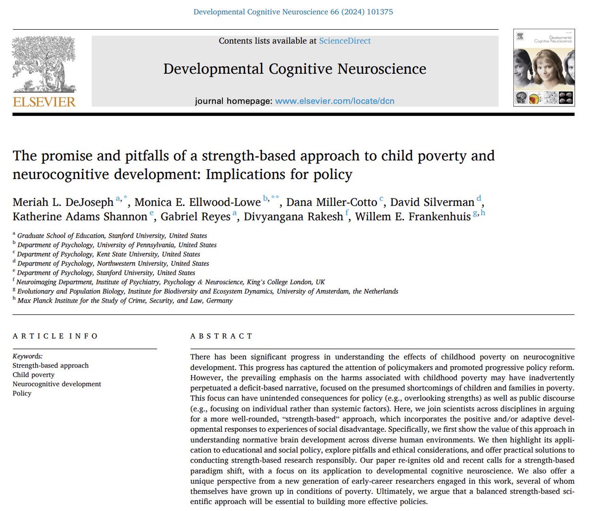 ✨New paper co-led w/ @mellwoodlowe out now! Here we bridge the emerging strength-based science of poverty to developmental cognitive neuroscience, and ultimately towards more humanistic, sensitive, & respectful policies that foster children’s thriving.🪡 sciencedirect.com/science/articl…