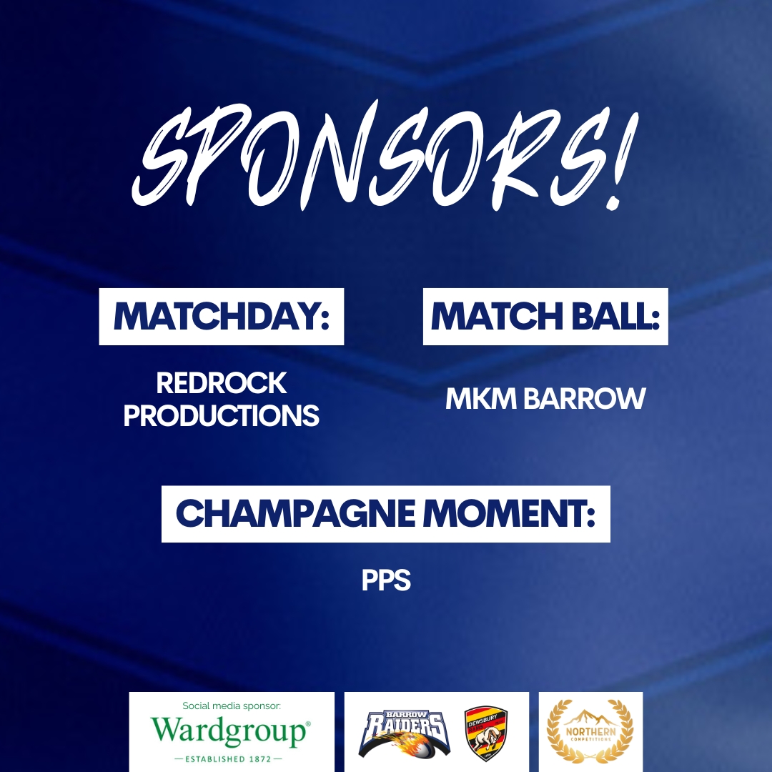 A shout-out to our brilliant sponsors ahead of Sunday's Betfred Championship fixture against Dewsbury 👔 💙 We're grateful for your support!