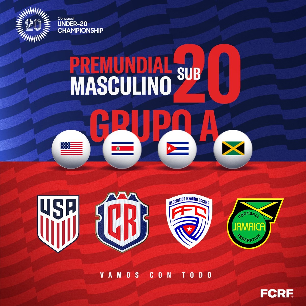 🚨ATENCIÓN🚨 Costa Rica quedó en el Grupo A y enfrentará a Estados Unidos, Cuba y Jamaica en el Pre Mundial Sub 20. La tricolor buscará regresar a una Copa del Mundo Juvenil ⚽👊🇨🇷