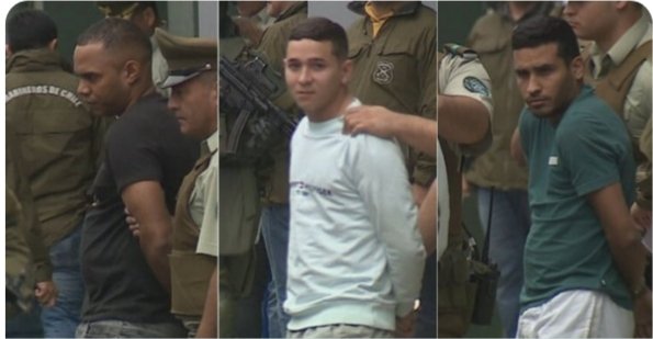 Una sonrisa en su rostro fue la salida desde un cuartel policial de los tres individuos, de nacionalidad venezolana, que este jueves fueron detenidos por el asesinato del teniente de Carabineros Emmanuel Sánchez, en la comuna de Quinta Normal.