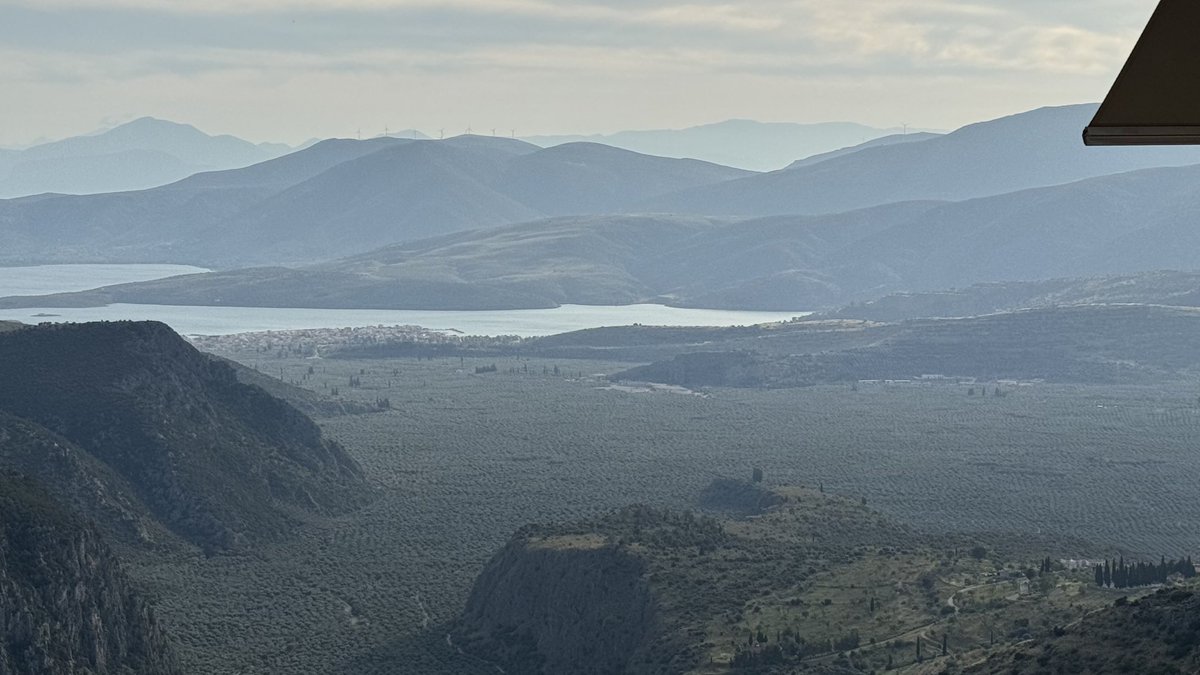 A glacier of olive trees pours out from Delphi down to the Korinthian Gulf. I’ve been listening to discussions about Ukraine, democracy and tyranny at the Delphi Economic Forum. Turns out, mountains are good for perspective.