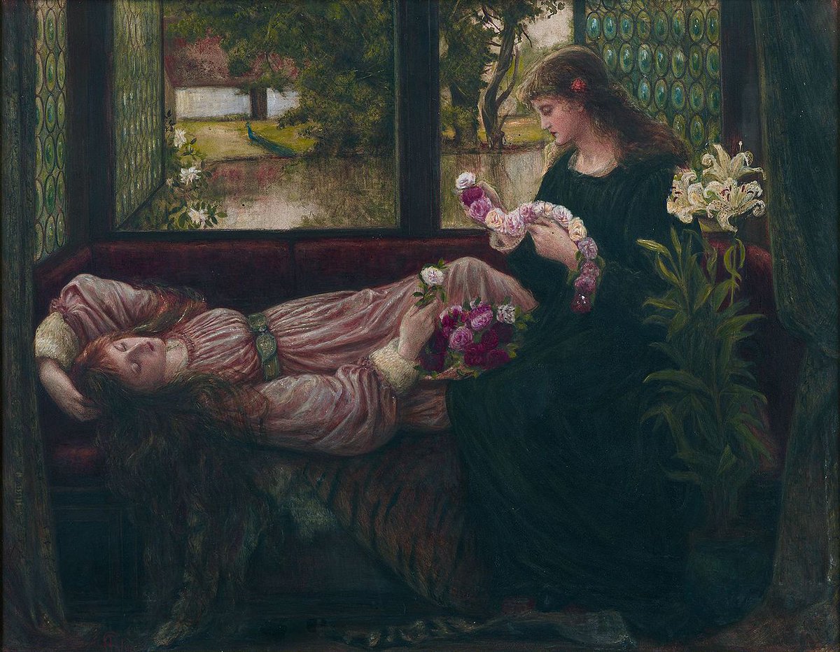 Wreath of Roses, by English painter Marie Spartali Stillman (1880). In private collection.