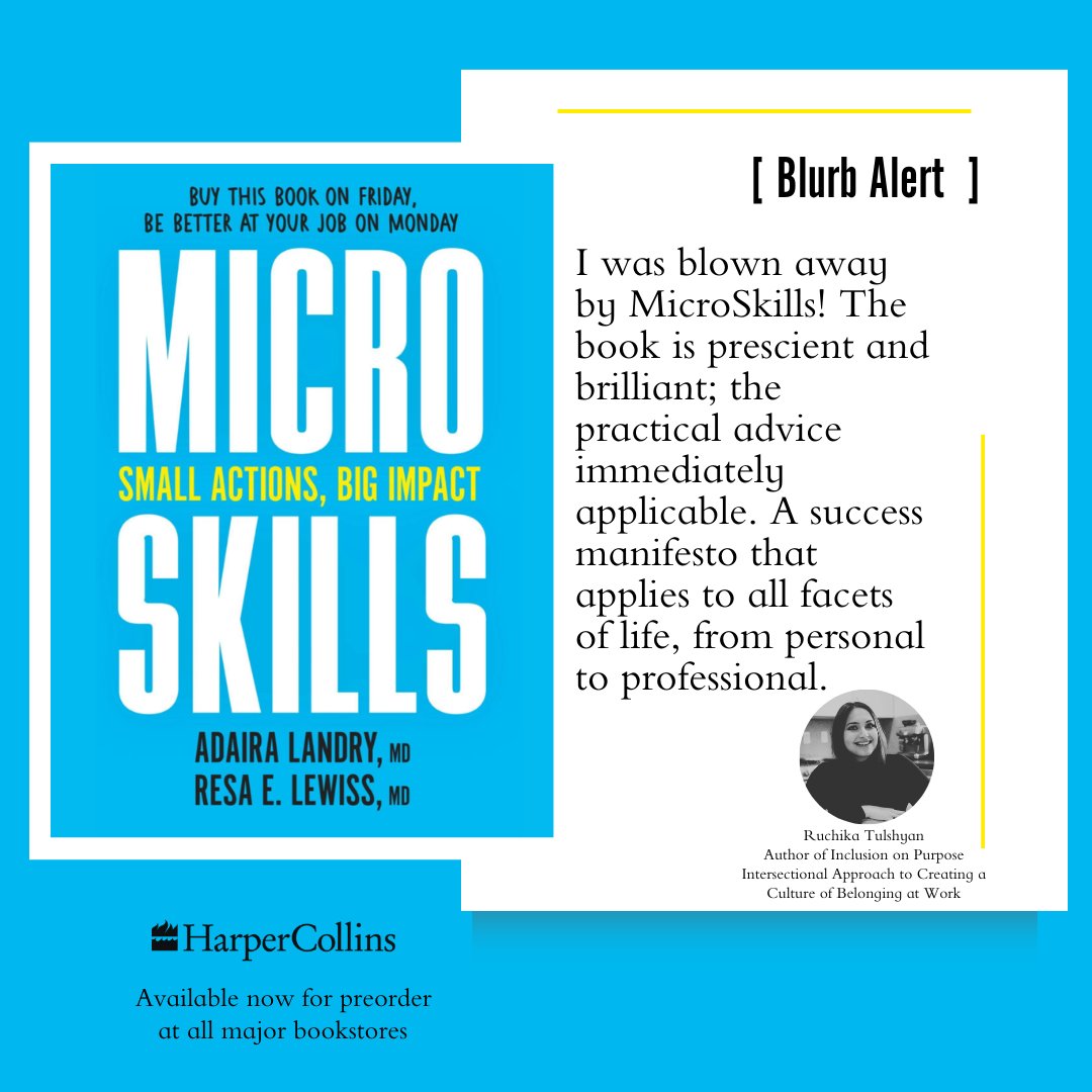 Thank you @rtulshyan for supporting and offering powerful words for MicroSkills. Ruchika Tulshyan is author of 'Inclusion on Purpose', founder of Candour, an inclusion strategy practice, & has written for @NYT, @HarvardBiz & featured on @NPRLifeKit Her support is incredible!