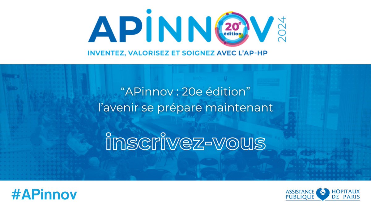 L’AP-HP revient avec la 20e édition d’« APinnov » 📌 Le 18 juin 2024 de 9 h 00 à 18 h 00 @LesSalonsHoche (Paris 8) Ne manquez pas cette occasion d’échanger sur l’innovation en #santé et la valorisation des projets AP-HP ! Inscrivez-vous sur ➡️ apinnov-2024.b2match.io