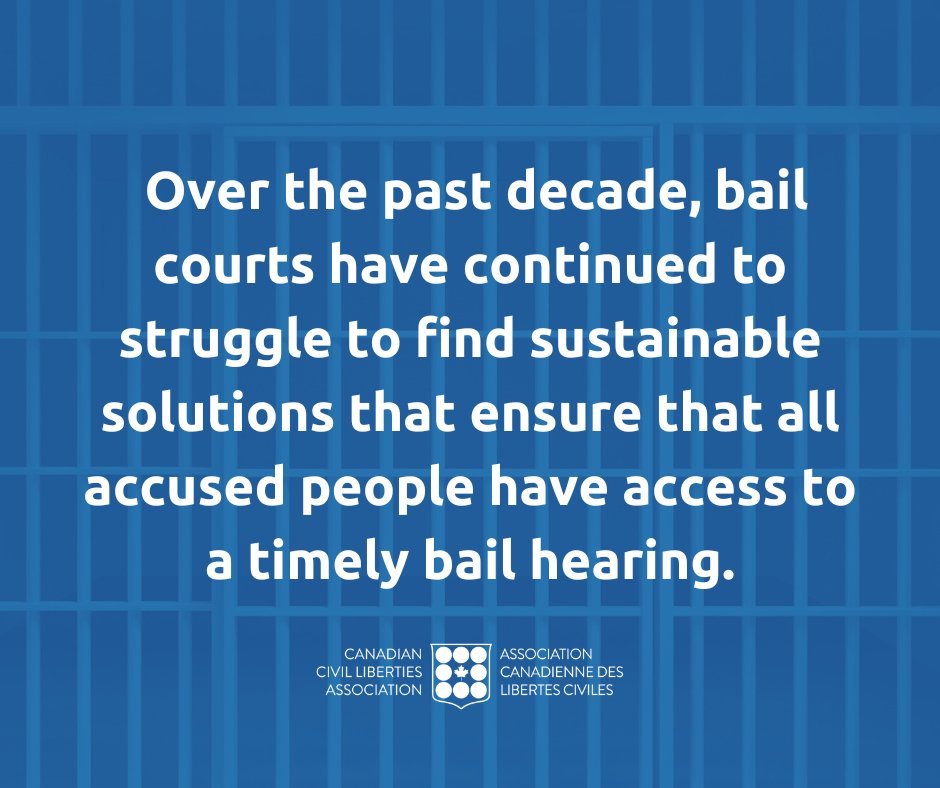 Participants in all the jurisdictions we studied recognized that avoidable adjournments are common in bail court. Indeed, individuals may be forced to spend days or weeks in custody before the determination of their bail.

Read more here: ccla.org/criminal-justi…