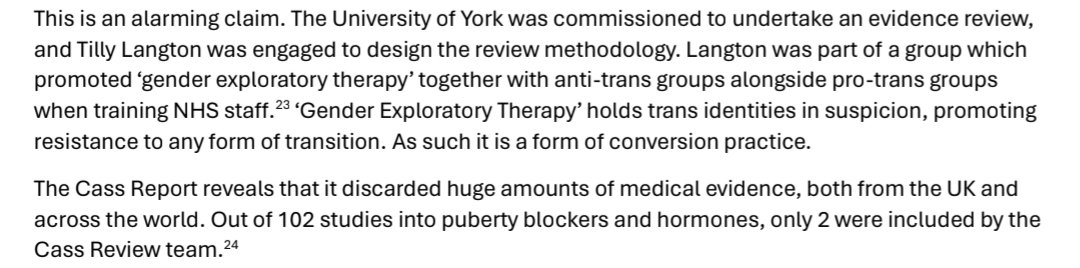 @abitindifferent @ItsMatt_Again Holy shit. The report falsified its own findings, complained about the lack of impossible or unethical tests, used scientific myths in its findings, and literally made something up without evidence. Oh look, 'exploratory therapy' is conversion therapy. twitter.com/trans_safety/s…