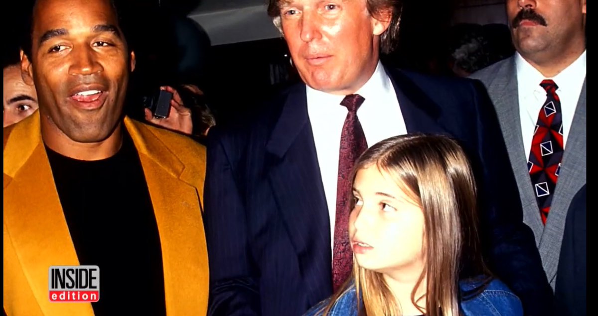 'A murderer and a rapist walk into a bar...' Here is OJ Simpson with Donald Trump and a pre-plastic surgery Ivanka.