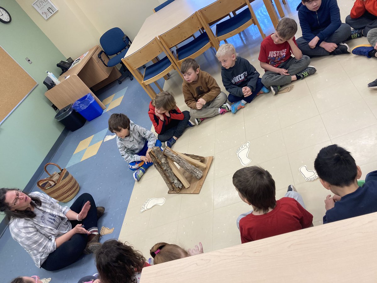 Today our P, 1 & 2 students had Pictou county Forest School here for a visit. Students were led in discussions about what we enjoy outdoors & how we can keep the 🌍 healthy for many years to come. #outdoored #forestschool #environment