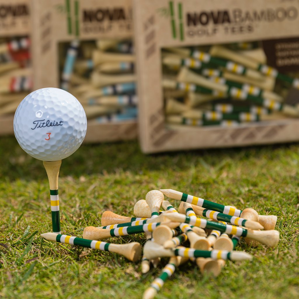 Sustainable NOVA bamboo golf tees in the distinctive colors of the season’s first Major.🌺💚

#teeityourway #golftees #bambooproducts #golfaccessories #golfstyle