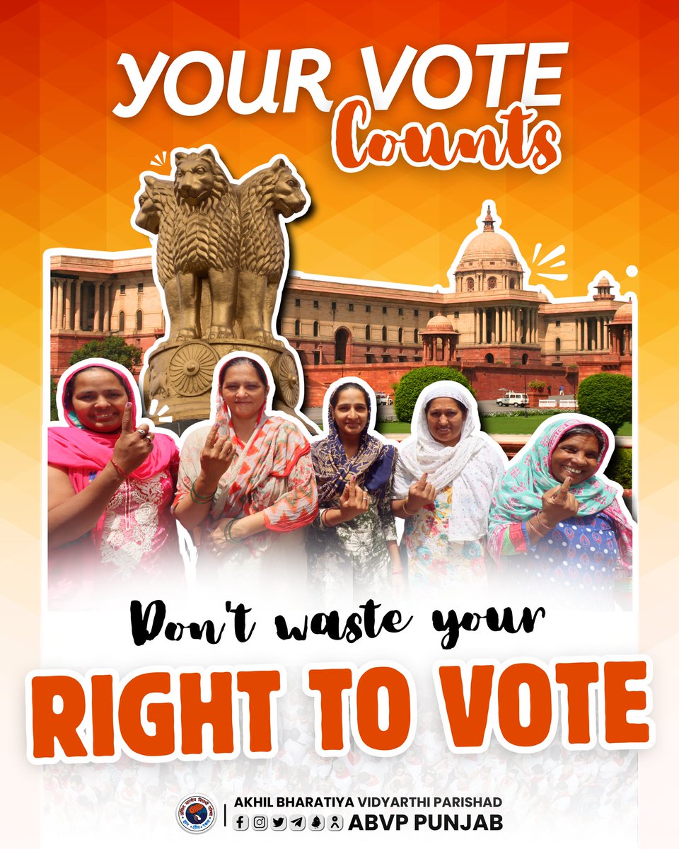 Vote is your Power to Shape History ! Each Vote is a Step Towards Progress and Change. Make Your Mark, Make a Difference. #ABVP #NationFirstVotingMust