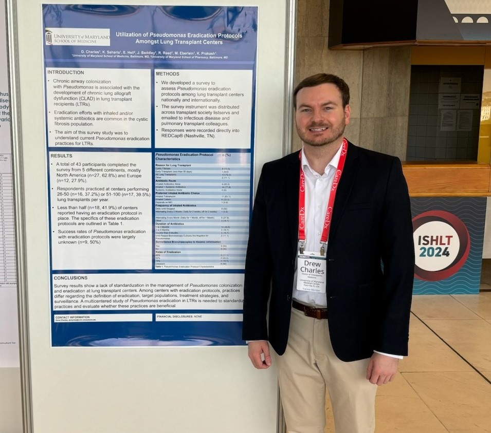 University of Maryland ID Fellowship Program (@universitymd_id) on Twitter photo Our 2nd year fellow Drew Charles <a href="/DrewCharlesDO/">Drew Charles, DO, MS</a> presenting at ISHLT 44TH Annual Meeting in Prague!!!
Poster: Utilization of Pseudomonas eradication protocols among lung transplant centers
<a href="/emilylheil/">Emily Heil</a> @jobadd <a href="/ISHLT/">The ISHLT</a> #ISHLT2024 #transplant #IDtwitter Our 2nd year fellow Drew Charles <a href="/DrewCharlesDO/">Drew Charles, DO, MS</a> presenting at ISHLT 44TH Annual Meeting in Prague!!!
Poster: Utilization of Pseudomonas eradication protocols among lung transplant centers
<a href="/emilylheil/">Emily Heil</a> @jobadd <a href="/ISHLT/">The ISHLT</a> #ISHLT2024 #transplant #IDtwitter